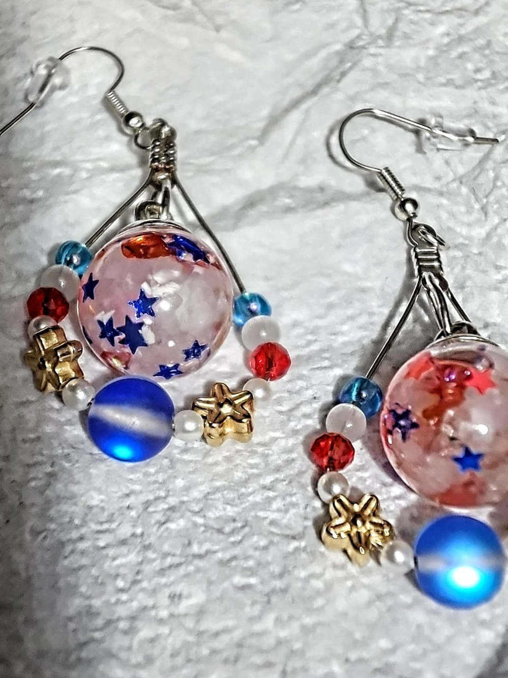 Handmade Natural White Healing Rocks With A Touch Of 4th Of July Decore